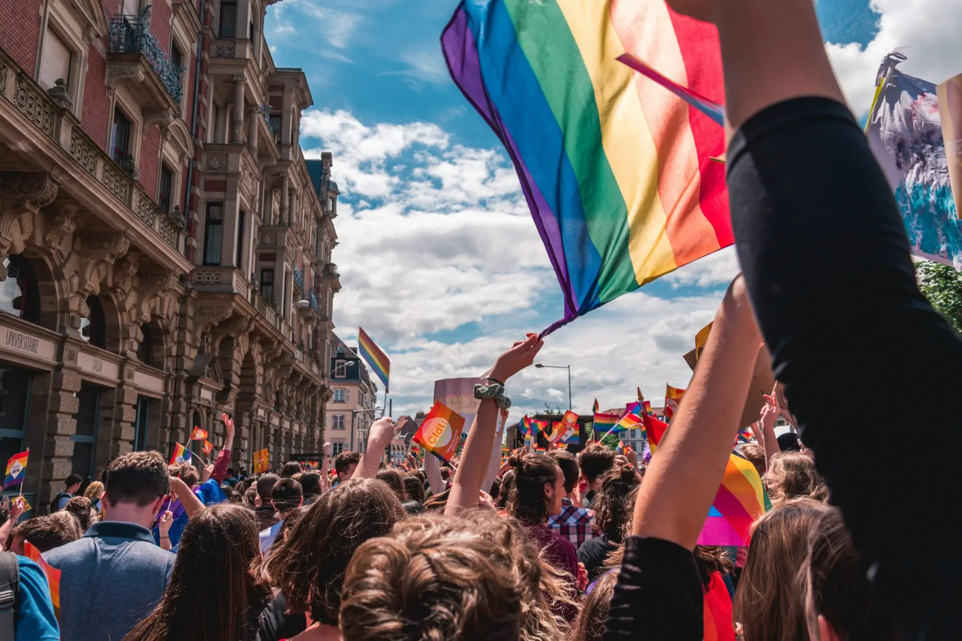 Pride celebration with flags